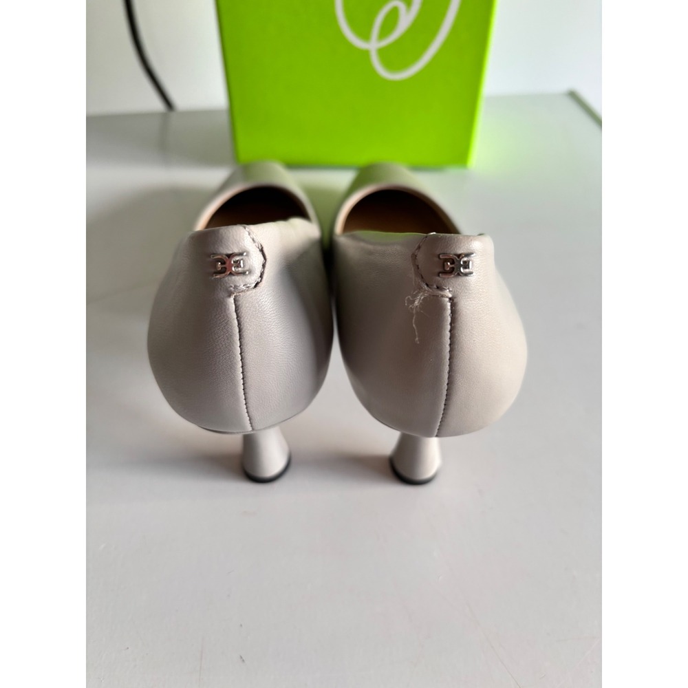 Sam Edelman Rika Light Gray Leather Square Toe Kitten Heel Pumps Womens 6.5 M - Picture 5 of 7
